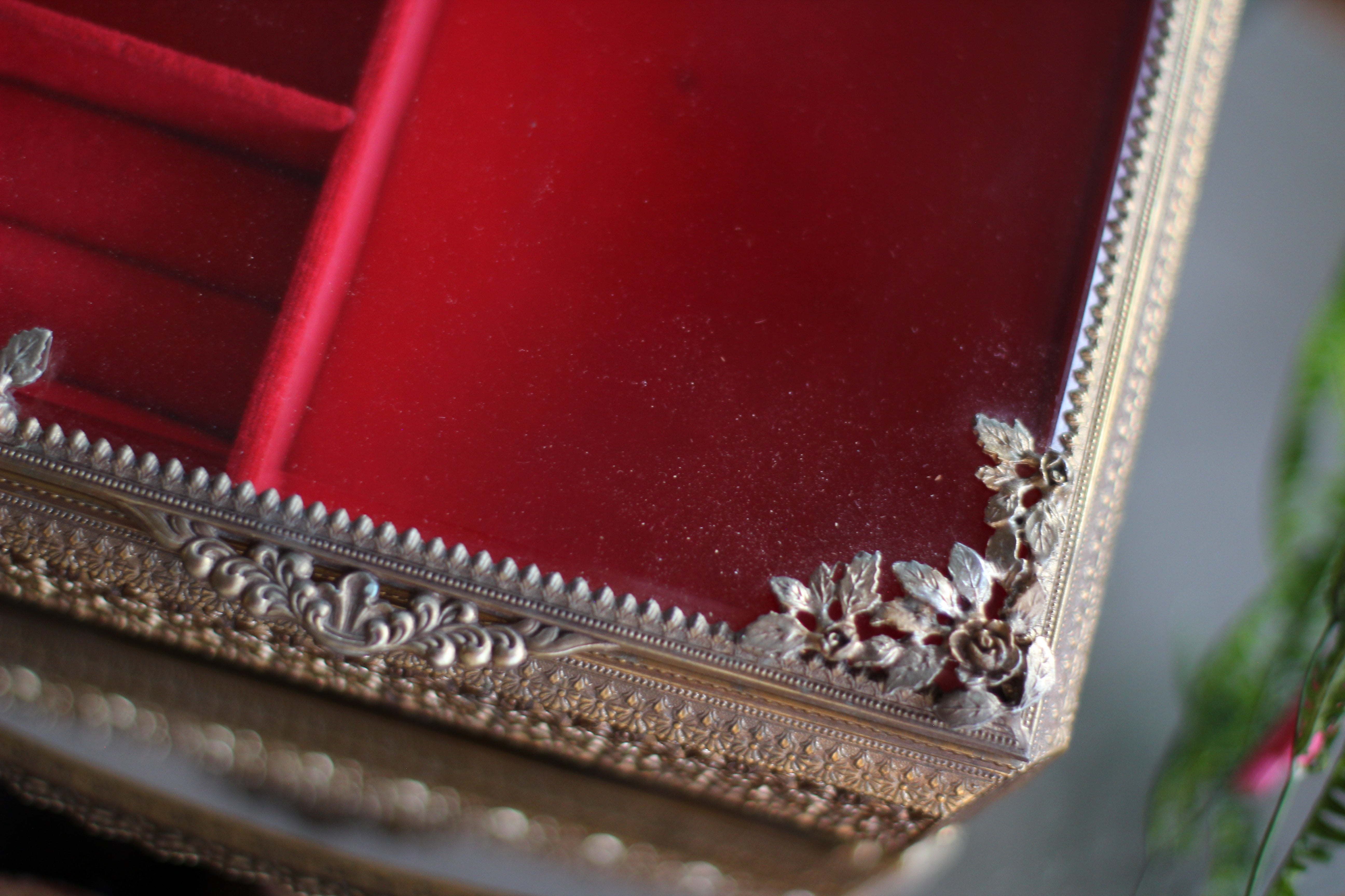 Antique Floral Rectangular Jewelry Box