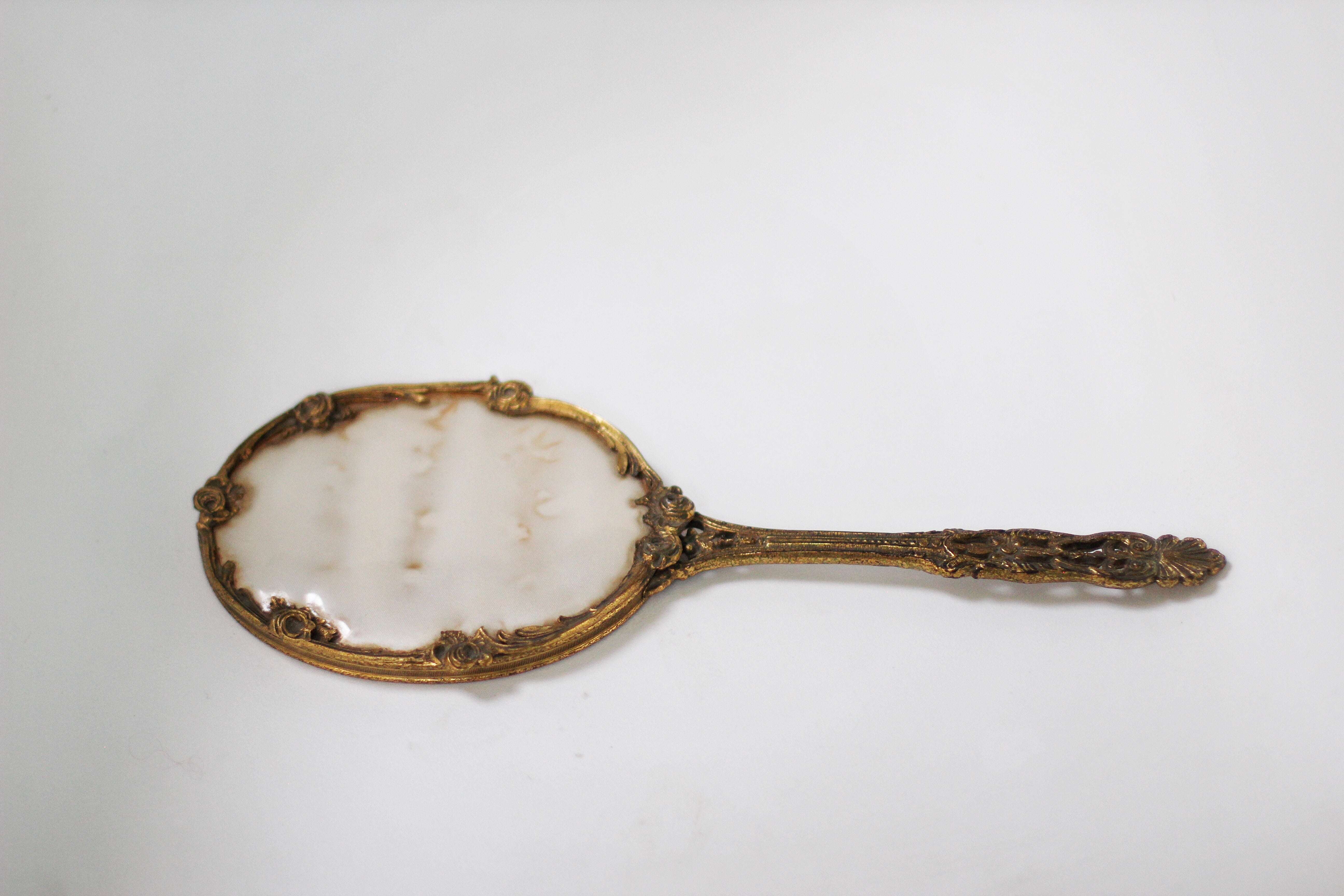 Antique Floral Hand Mirror