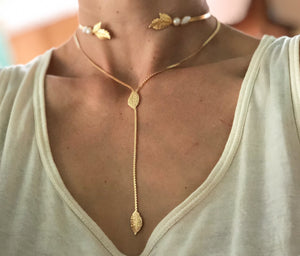 Preorder * Leaf Drop Lariat Necklace