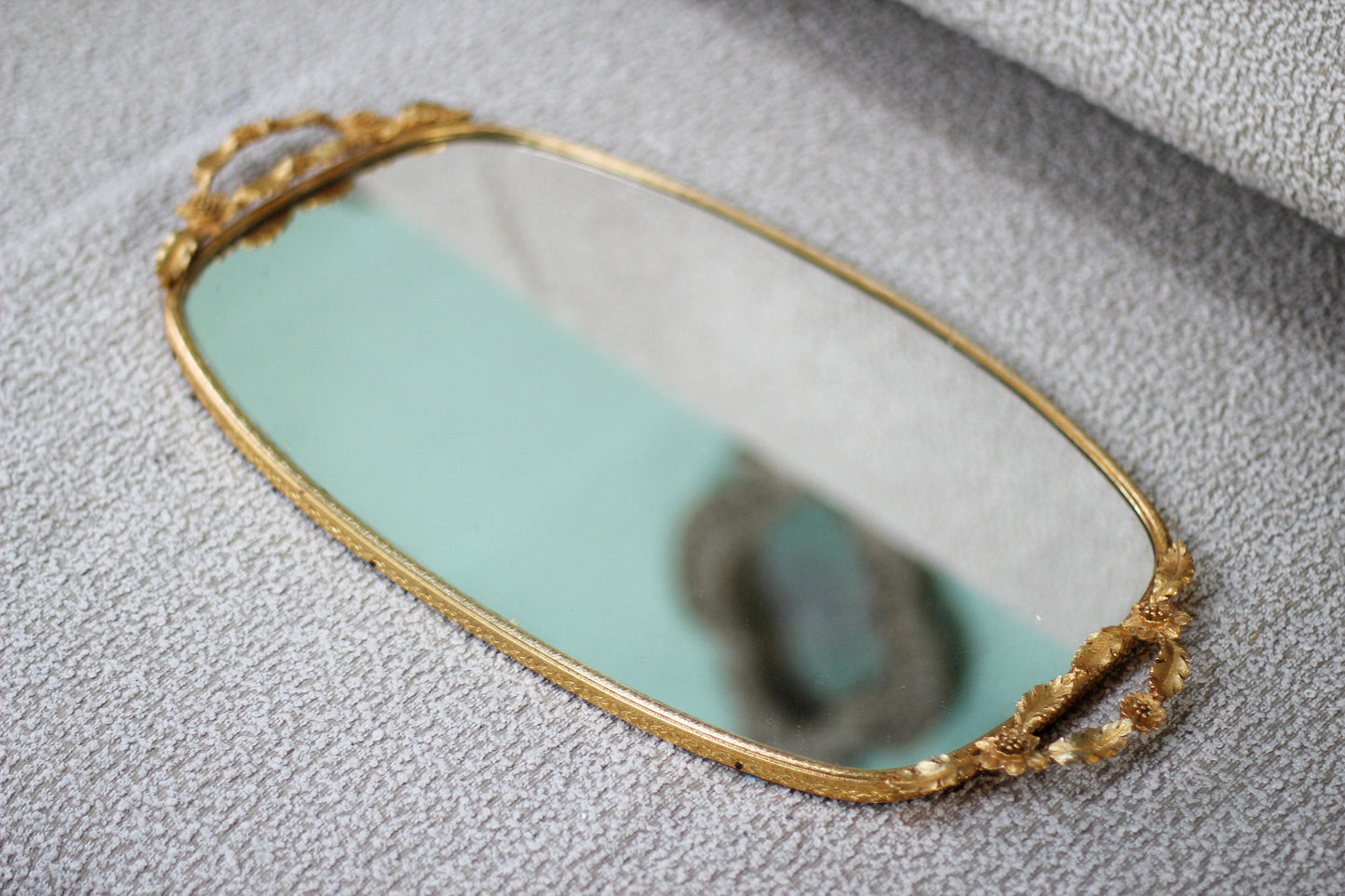 Antique Water Lily Mirror Tray