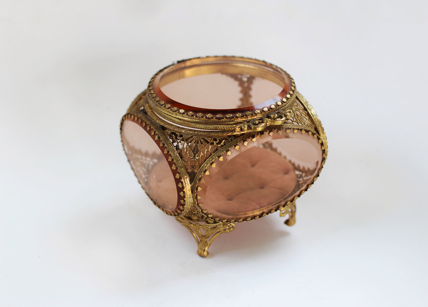 Stylbuilt Amber Tinted French Victorian Jewelry Box