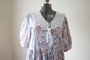 Vintage Laura Ashley Blue Floral Dress