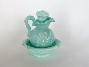 Vintage Avon Turquoise Hobnail Decanter