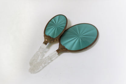 Vintage Teal Art Deco Vanity Set