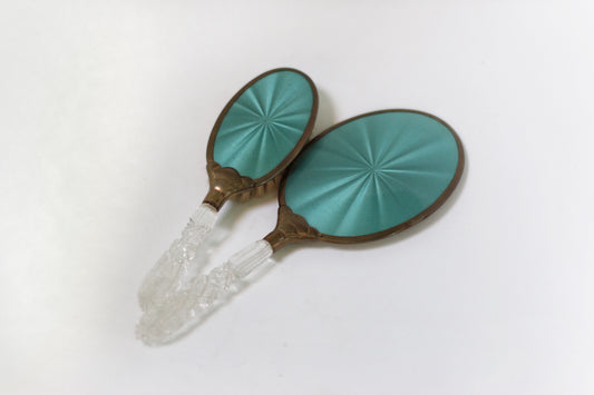 Vintage Teal Art Deco Vanity Set