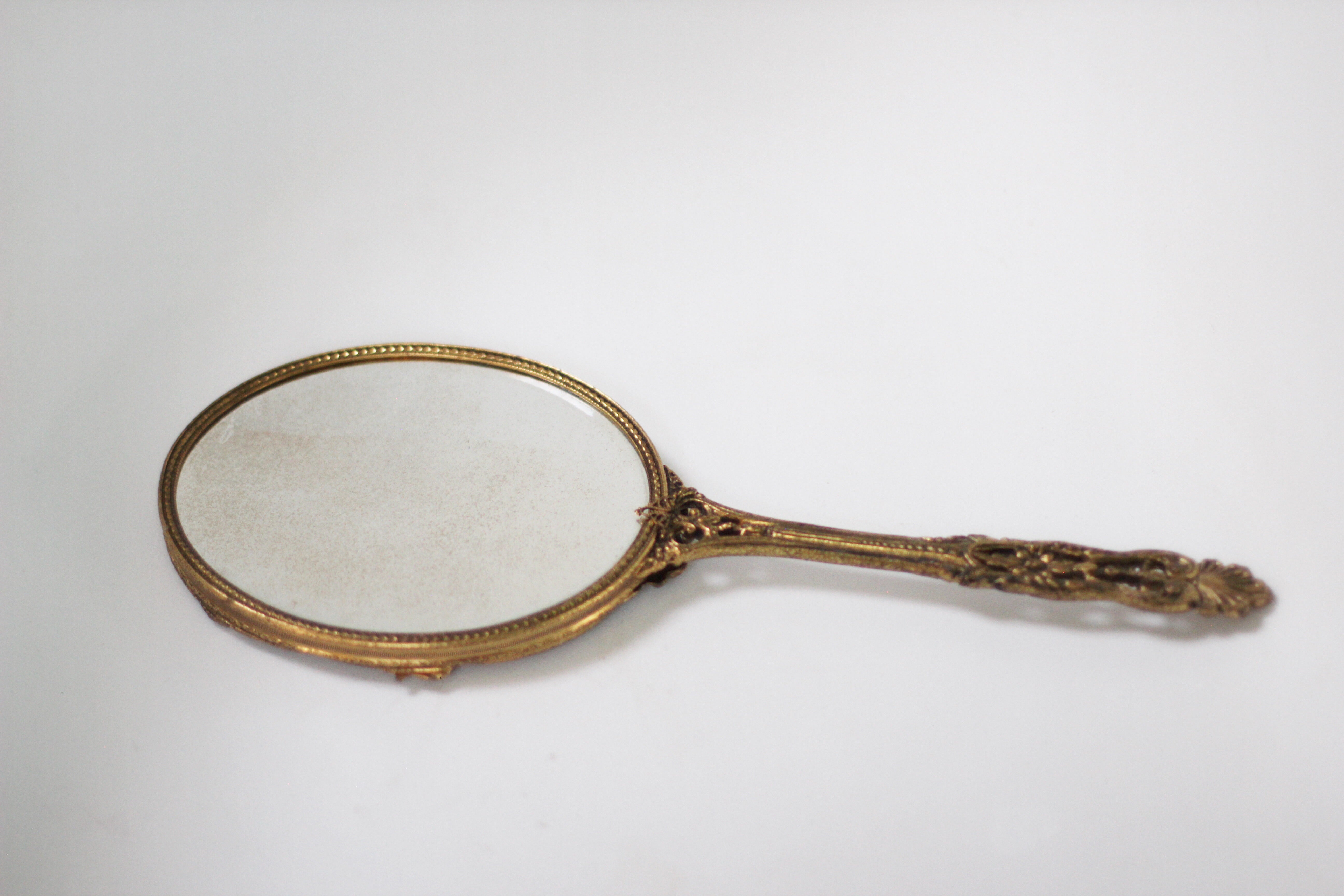 Antique Floral Hand Mirror