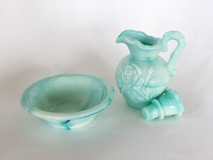 Vintage Avon Turquoise Hobnail Decanter