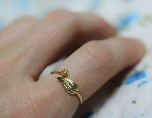 Roxanne Crystal Leaf Ring