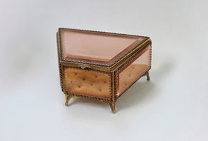 Antique Amber Tinted French Victorian Jewelry Box