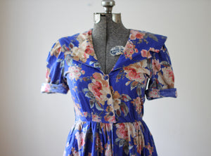 Vintage Blue Floral Carol Anderson Dress