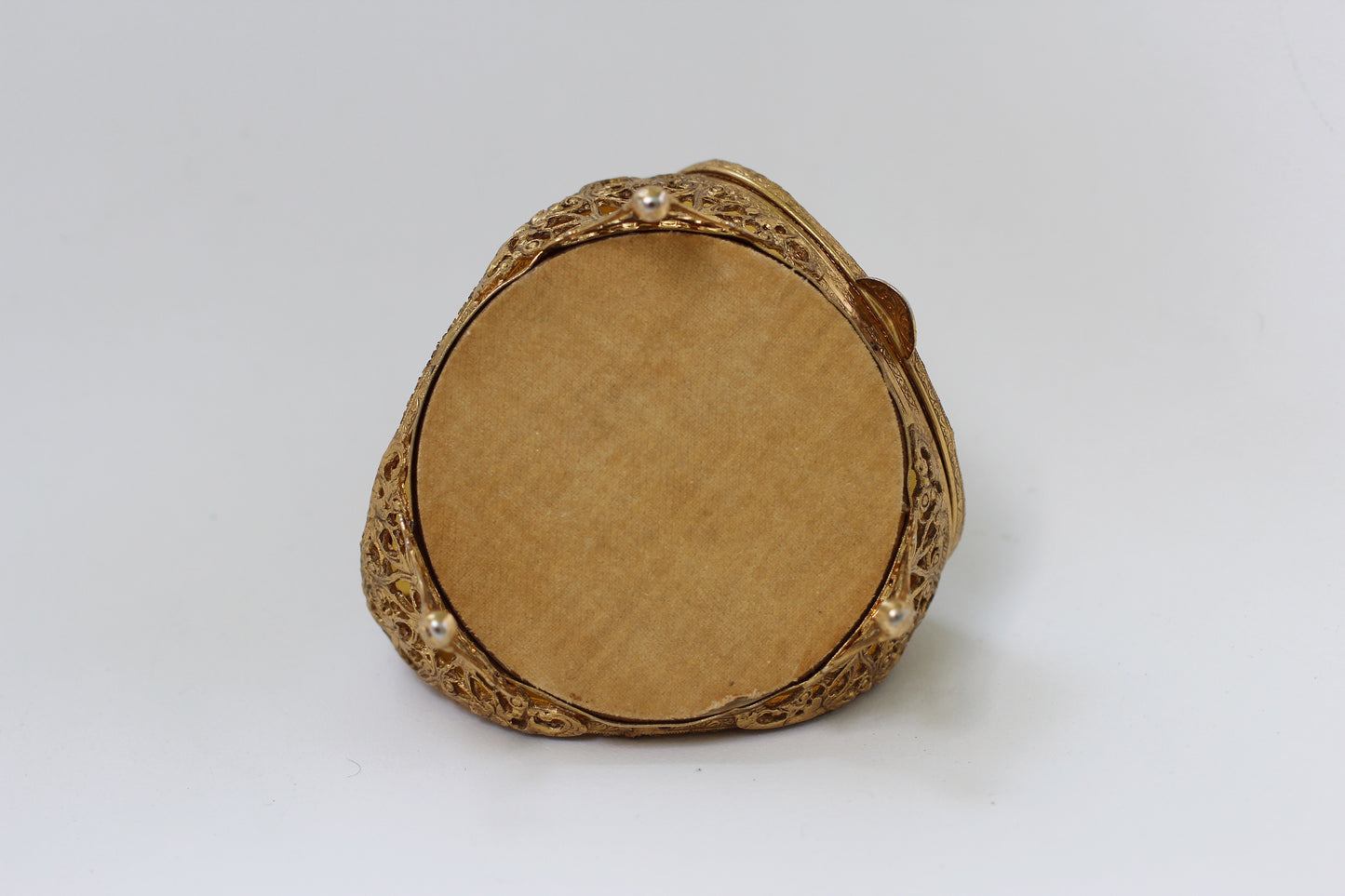 Antique Rare Floral French Victorian Amber Glass Jewelry Box