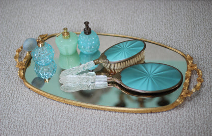 Vintage Teal Art Deco Vanity Set