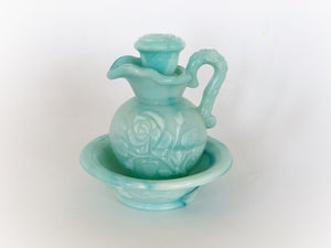 Vintage Avon Turquoise Hobnail Decanter