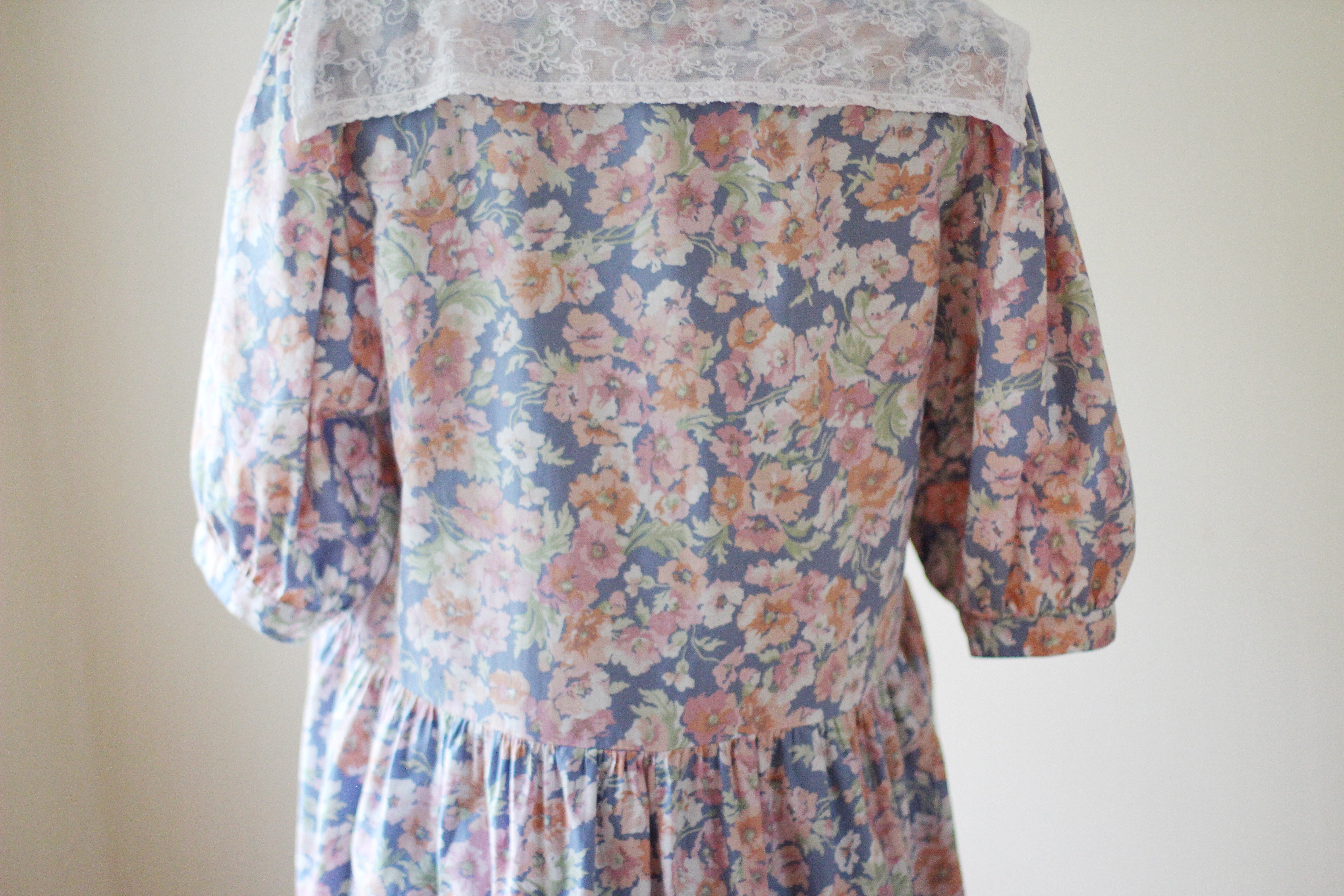 Vintage Laura Ashley Blue Floral Dress